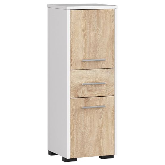 FIN FÜRDŐSZOBAI SZEKRÉNY OSZLOP 30 2D 1SZ 85cm PK FEHÉR / SONOMA