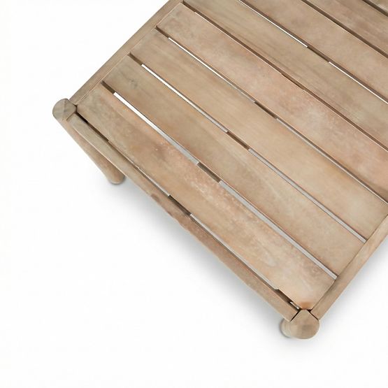 Fiorentino 2 kerti bútorkészlet teakfa megjelenés, fonott, világos akácfa FSC, bézs, lekerekített