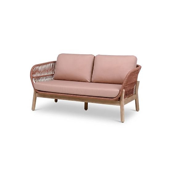 Fiorentino kerti bútorkészlet teakfa megjelenéssel, fonott, világos akácfa FSC, terrakotta, lekerekí