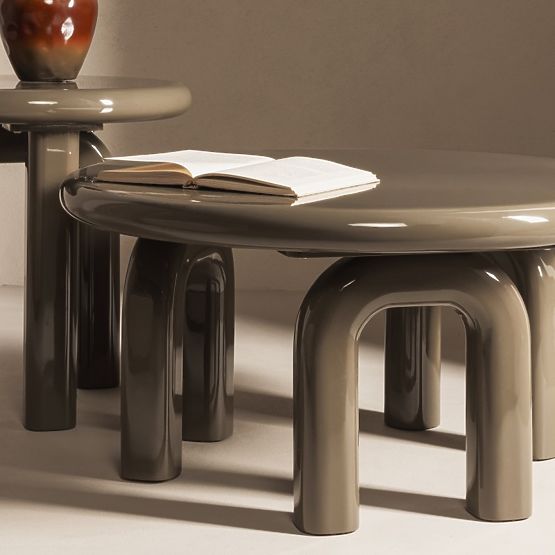 Flambe dohányzóasztal 80 cm, zöld/szürke, fényes