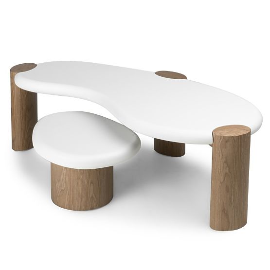 Floe dohányzóasztal 125 cm, fehér/dió