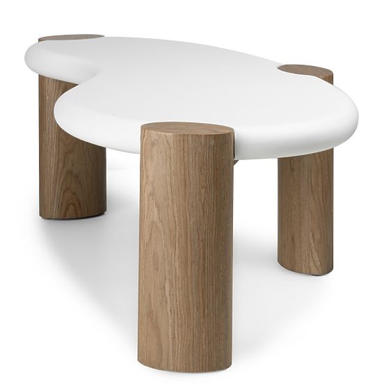 Floe dohányzóasztal 125 cm, fehér/dió