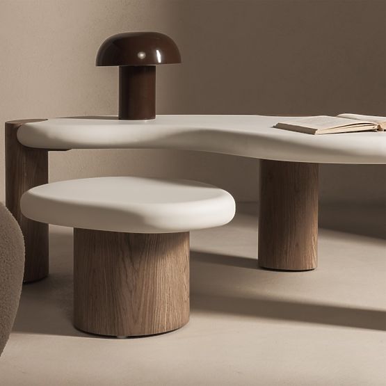 Floe oldalasztal 50 cm, fehér/dió