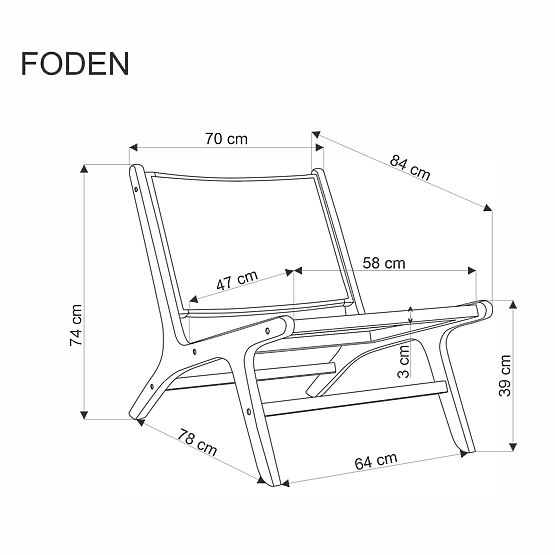 FODEN relaxációs fotel, fekete / természetes (1p=1db)