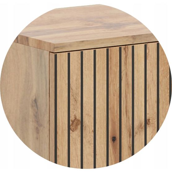 Fondi szekrény arany craft tölgy - fekete, lamella dekoráció