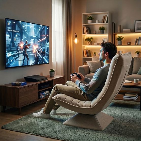 Forgatható relaxációs fotel állítható nyugágy funkcióval nappaliba, bézs, ModernHome