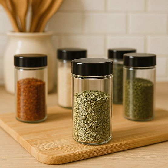 Forgó fűszertartó ROTOR BLACK 20 üveg + 72 matrica