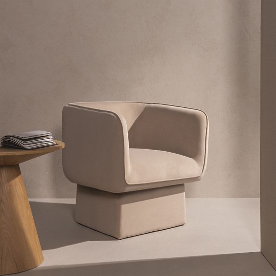 Forgószék One világos bézs, velúr