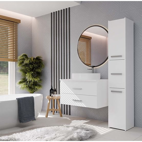 FÜGGŐ FÜRDŐSZOBAI SZEKRÉNY NEL 80 FEHÉR 2 FIÓKKAL MOSDÓ ALÁ