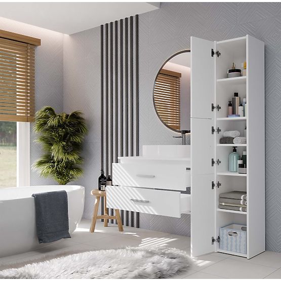 FÜGGŐ FÜRDŐSZOBAI SZEKRÉNY NEL 80 FEHÉR 2 FIÓKKAL MOSDÓ ALÁ