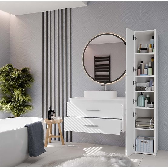 FÜGGŐ FÜRDŐSZOBAI SZEKRÉNY NEL 80 FEHÉR 2 FIÓKKAL MOSDÓ ALÁ