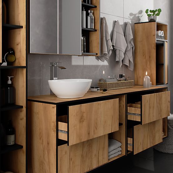 FÜGGŐ FÜRDŐSZOBAI SZEKRÉNY VAMI W35 1D 1W TÖLGY CRAFT / FEKETE