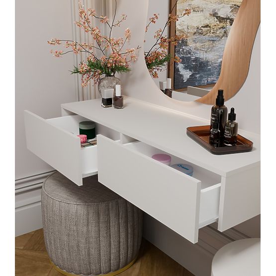 Függő Kozmetikai Fésülködőasztal MIKA 110 cm 2 Fiókkal Hálószobába KAŠMÍR Bézs