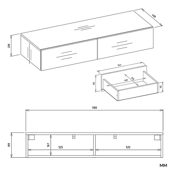 Függő Kozmetikai Fésülködőasztal MIKA 110 cm 2 Fiókkal Hálószobába KAŠMÍR Bézs