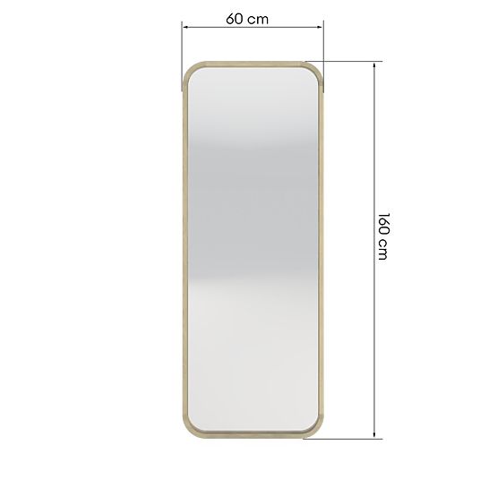 Függő tükör fa keretben Spira 60x160 cm, téglalap alakú, lekerekített, természetes