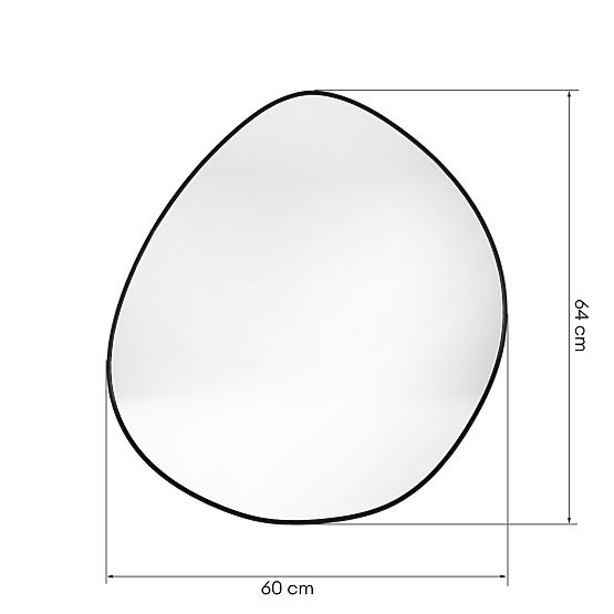 Függő tükör fekete keretben Alonzo, 64x60 cm, szabálytalan alak
