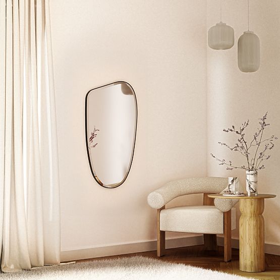Függő tükör fekete keretben Frivatti, 60x100 cm, szabálytalan alak