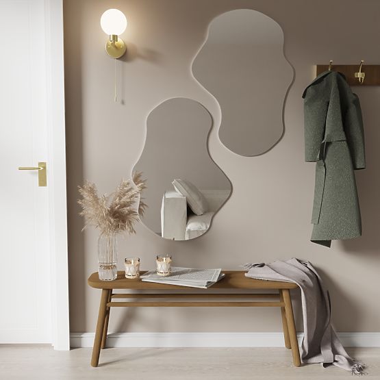 Függő tükör fekete keretben Zoe, 80x55 cm, szabálytalan alak