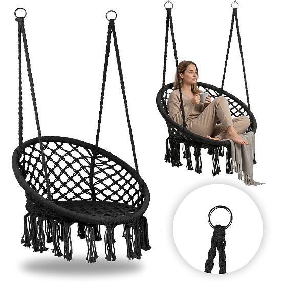 Függőszék boho kerti hinta fekete MultiGarden