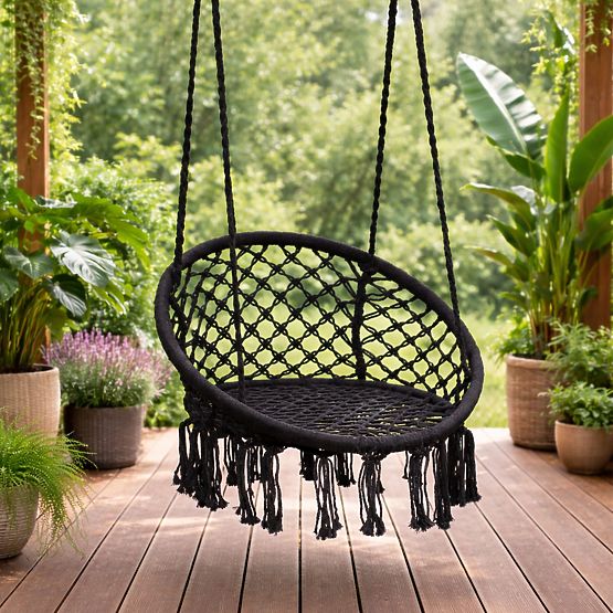Függőszék boho kerti hinta fekete MultiGarden
