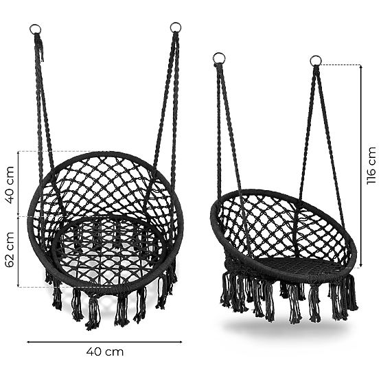 Függőszék boho kerti hinta fekete MultiGarden