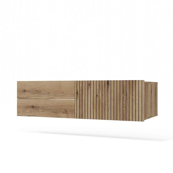 FÜRDŐSZOBAI MOSDÓ ALATTI SZEKRÉNY TIGO 1D2S EVOKE TÖLGY 140 CM 2 FIÓK ROVÁSSAL ELLÁTOTT ELŐLAP FELFÜ