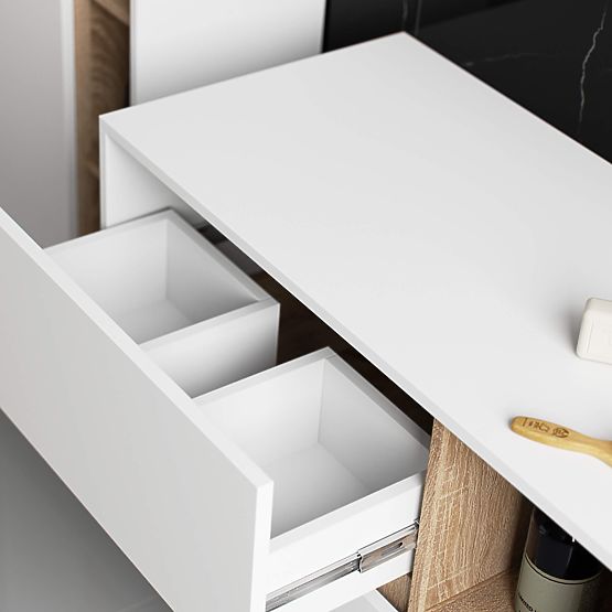 FÜRDŐSZOBAI MOSDÓ ALATTI SZEKRÉNY VAMI W90 2SZ 2P FEHÉR / SONOMA TÖLGY