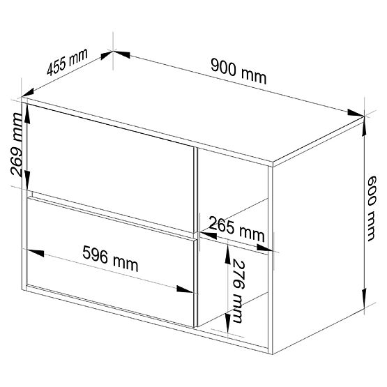 FÜRDŐSZOBAI MOSDÓ ALATTI SZEKRÉNY VAMI W90 2SZ 2P FEHÉR / SONOMA TÖLGY