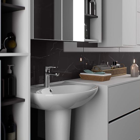 FÜRDŐSZOBAI MOSDÓ ALATTI SZEKRÉNY VAMI W90 2SZ 2P PK FEHÉR / GRAFIT SZÜRKE