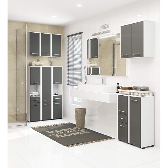 FÜRDŐSZOBAI POLC FIN OSZLOP 30 2D 140cm FEHÉR / SZÜRKE