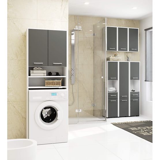 FÜRDŐSZOBAI POLC FIN OSZLOP 30 2D 1SZ 1W 140cm PK FEHÉR / SZÜRKE