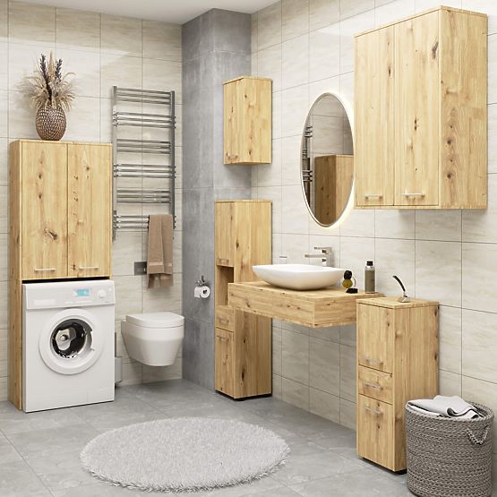 Fürdőszobai polc Uni - Artisan Tölgy - 2 ajtó 2 fülke