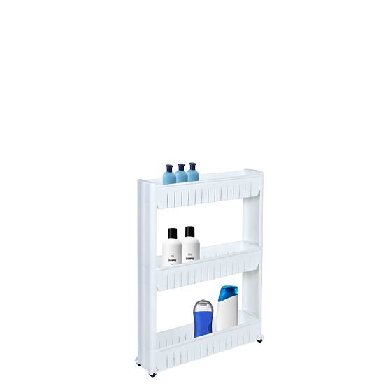 Fürdőszobai polcok kerekeken fehér 3 szintes Leira