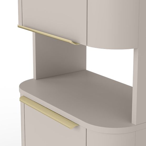 Fürdőszobai szekrény, Bassa oszlop, kasmír színű, arany fogantyúk, lekerekített