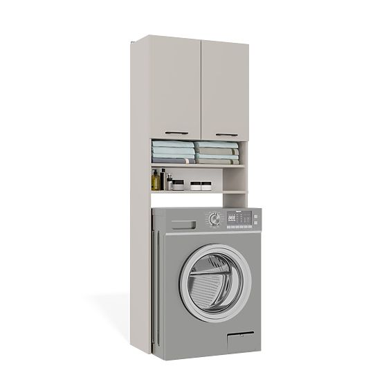 Fürdőszobai szekrény mosógép fölé POLA DK KASMÍR BÉZS Polc Oszlop 180X64X30