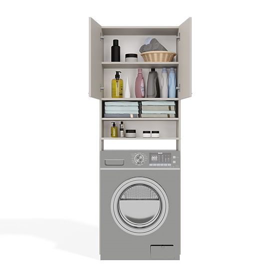 Fürdőszobai szekrény mosógép fölé POLA DK KASMÍR BÉZS Polc Oszlop 180X64X30