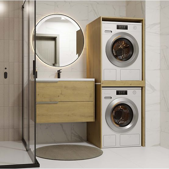 Fürdőszobai szekrény mosógéphez és szárítógéphez POLA TWIN Polc Oszlop DUB ARTISAN