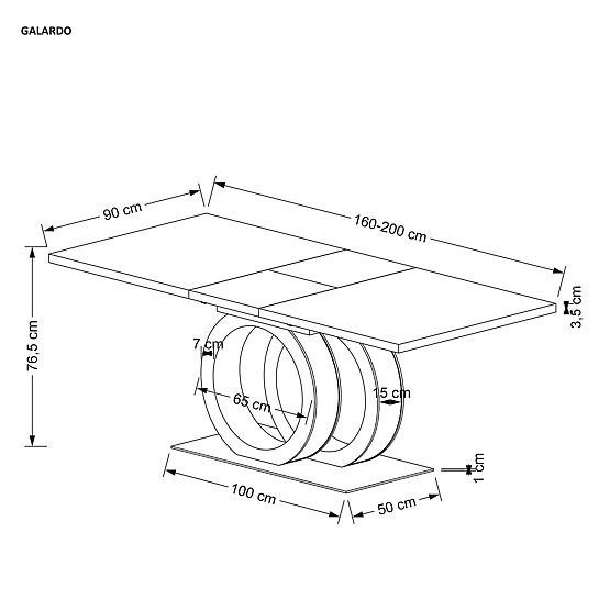 GALARDO kinyitható asztal, fehér / arany (3p=1db)