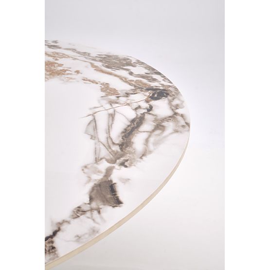 GARET kerek asztal, fehér márvány / fekete (2p=1ks)