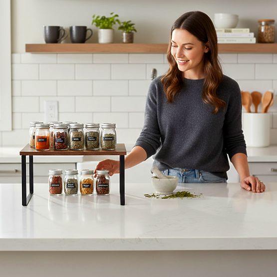 GINGER MAX rusztikus bambusz konyhai polc