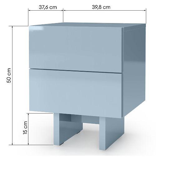 Glim éjjeliszekrény, füstkék, fényes