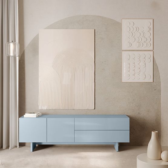 Glim TV szekrény, füstös kék, fényes