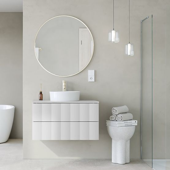 Grita 80 cm-es mosdó alatti szekrény, fehér, hullámos előlap