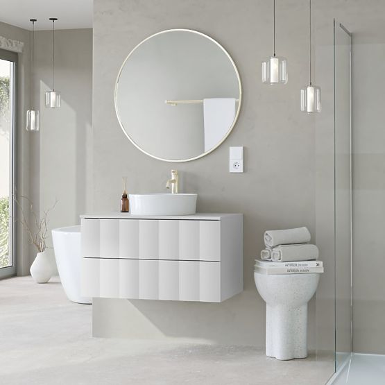 Grita 80 cm-es mosdó alatti szekrény, fehér, hullámos előlap