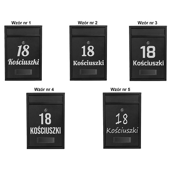 Gustav fekete postaláda feliratokkal