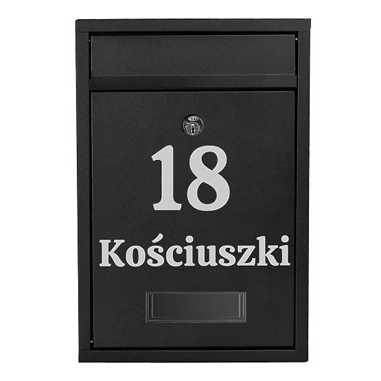 Gustav fekete postaláda feliratokkal