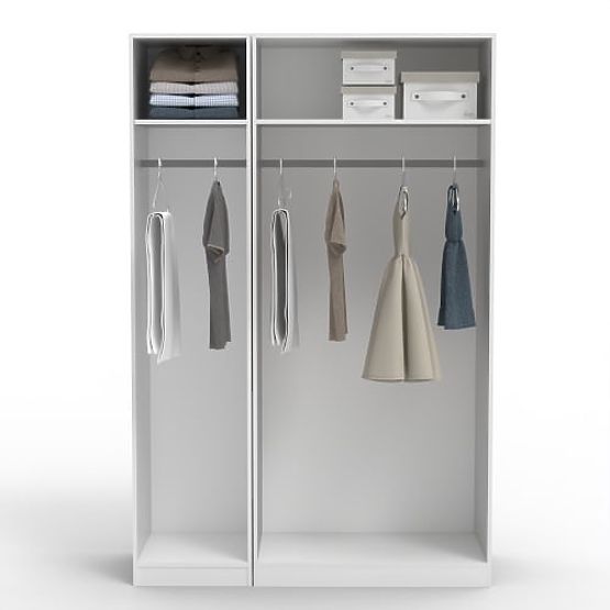 Háromajtós Neroli szekrény, egyszerű hornyokkal, fehér