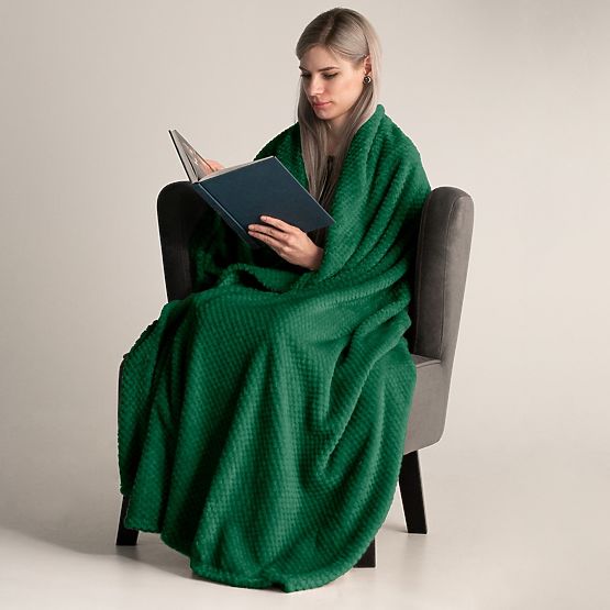 HENRY ágytakaró palackzöld színben, dombornyomott zsákár, modern stílus 220x240