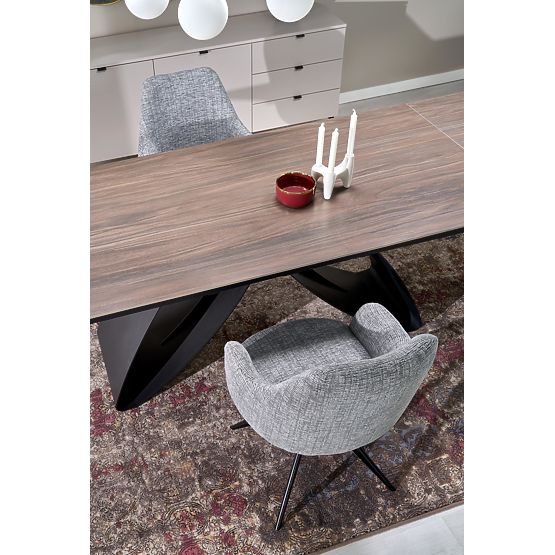 HILARIO kinyitható asztal, asztallap - dió, lábak - fekete (3p=1db)