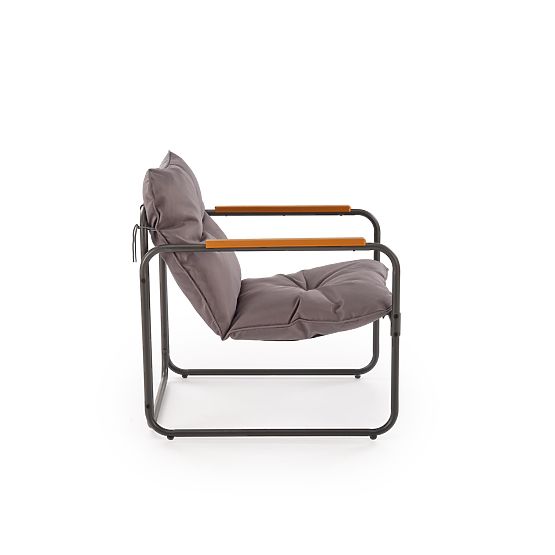 HUDSON, kerti garnitúra (kanapé, 2x fotel, asztal), szürke / barna (1p=1készlet)